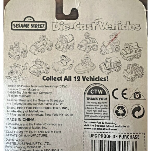 Fisher Price 1998 Sesame Street Count's Mobile Die-Cast Vehicle NIP - Picture 5 of 8